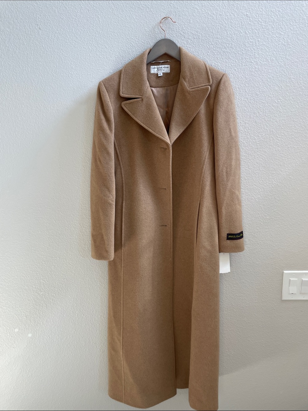 Larry Levine for Nordstrom Camel Long Coat with Notched Lapel